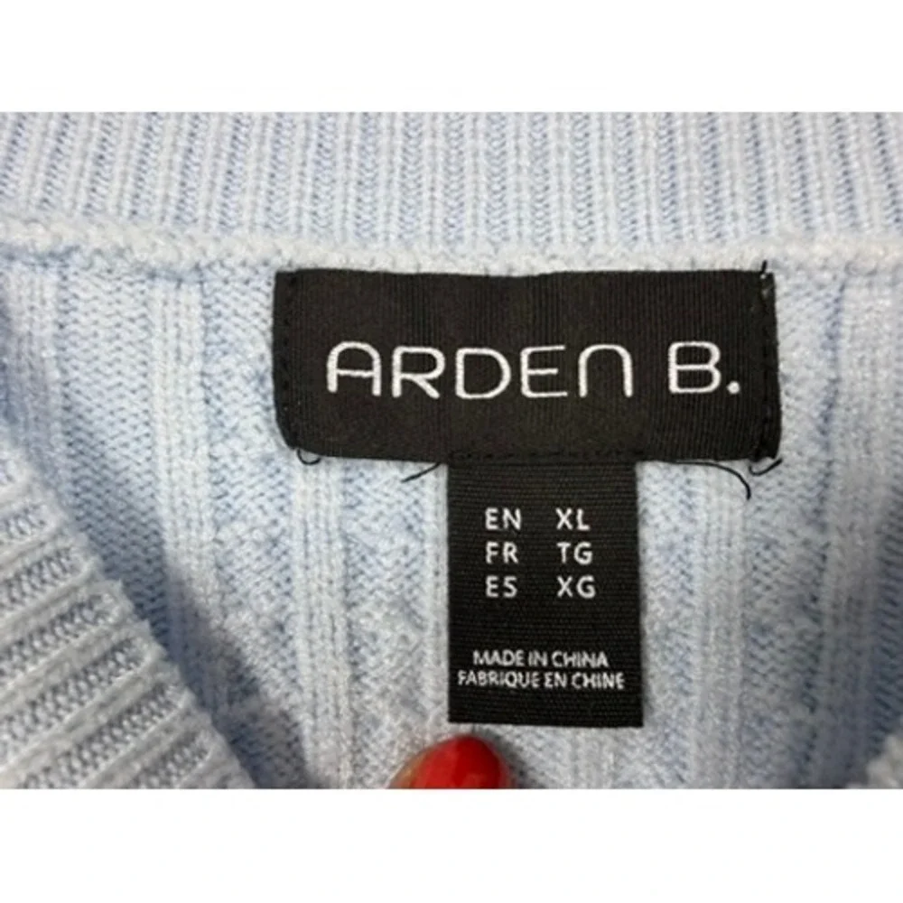 Arden B Cable Knit Sweater Womens‎ XL Light Blue Excellent Long Sleeve Crewneck